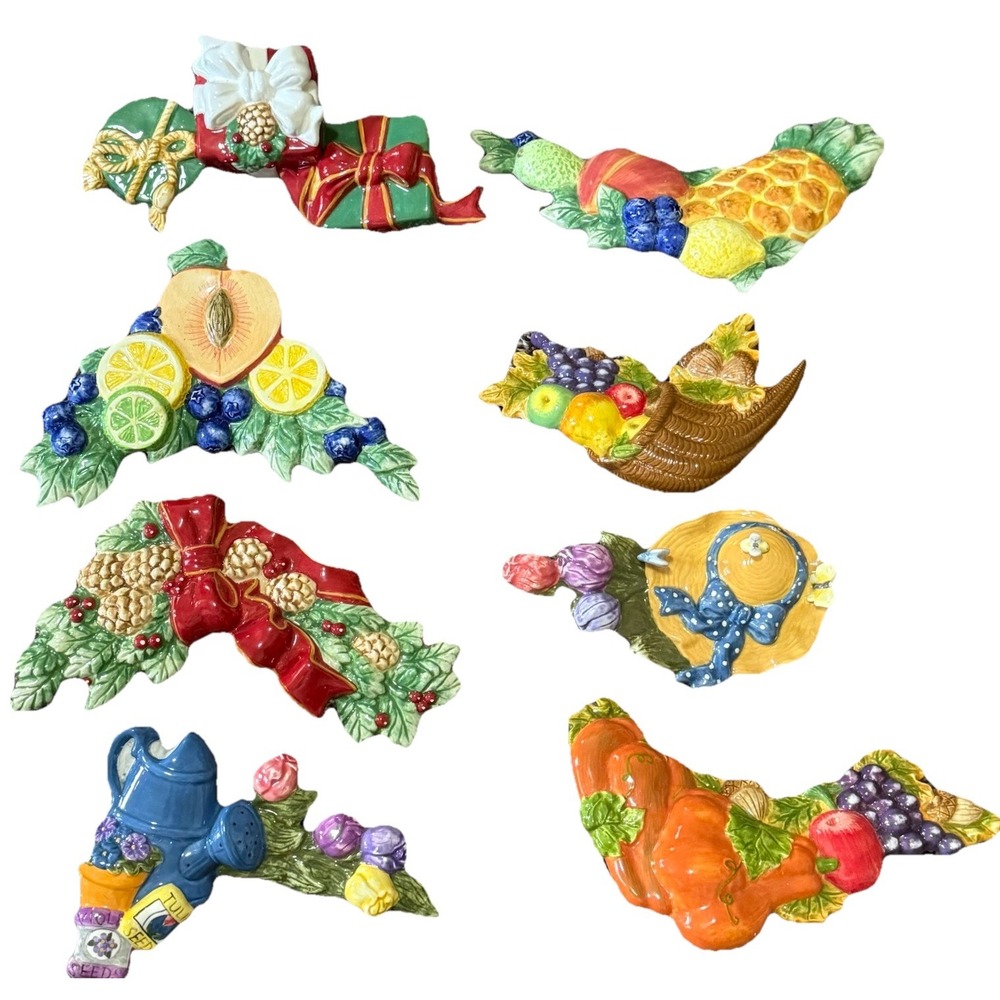 Set 8 Pieces Interchangeable Ceramic Decor Spring Summer Fall Christmas‎ ONLY